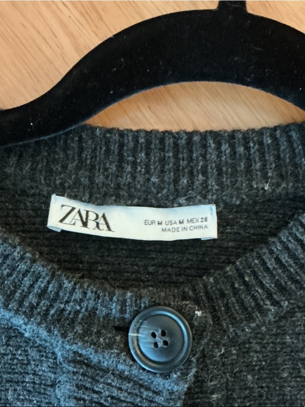 Zara Charcoal Gray Button-Front Wool Cardigan - Picture 4 of 5